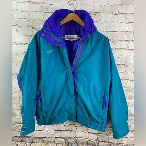 Vtg Columbia Bugaboo Women’s L Teal Purple Ski Jacket Coat Radial Sleeve